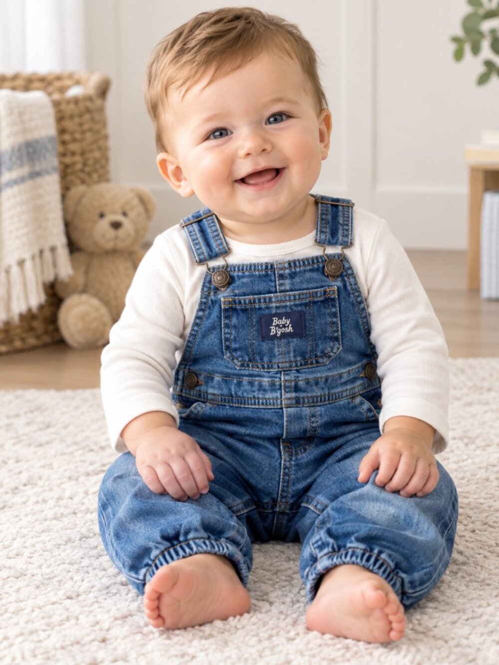Baby B'gosh Denim Overalls Baby Blue Jeans 0โ3M